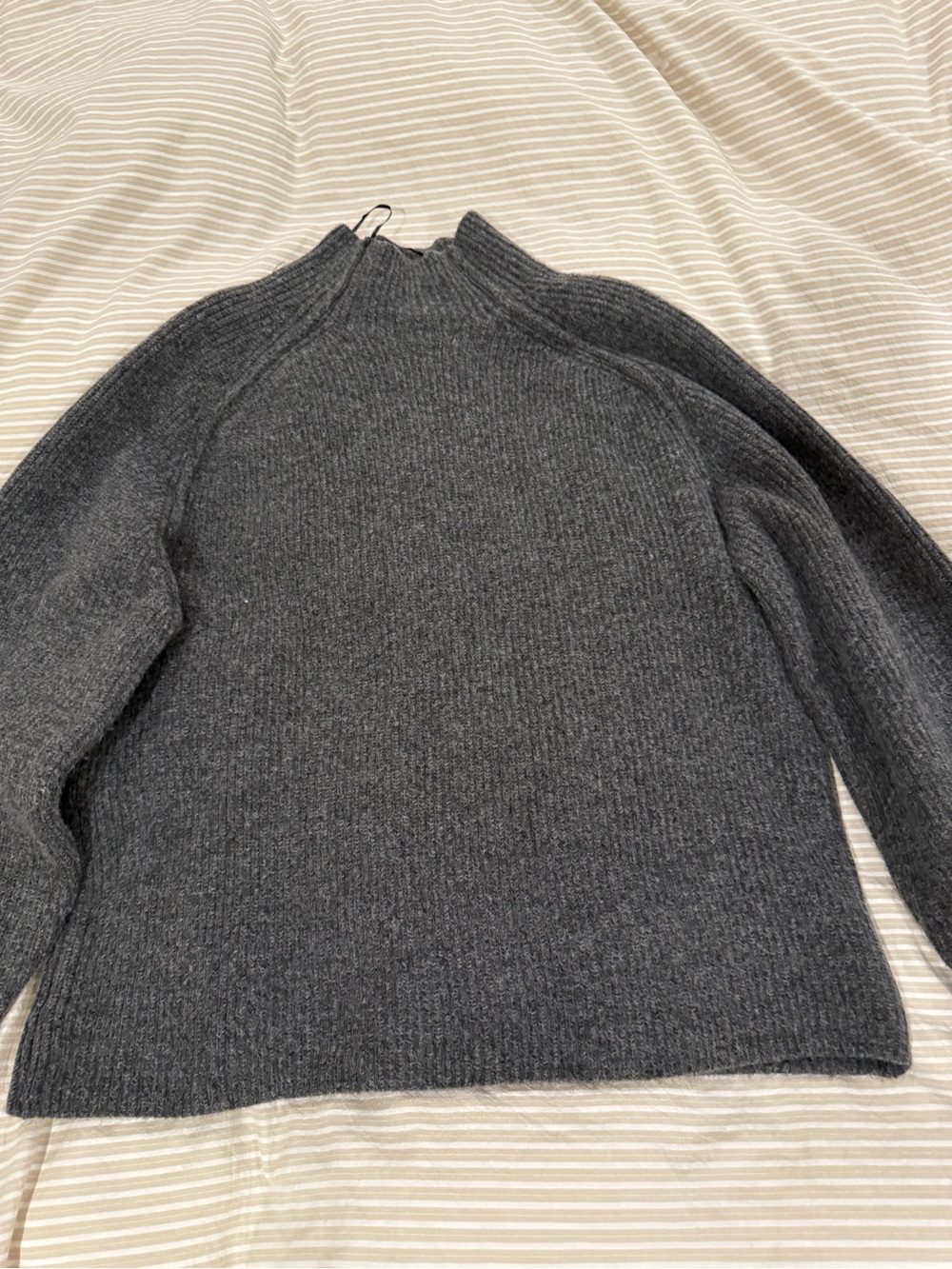 H&M Dark Gray Ribbed Mock Neck Sweater